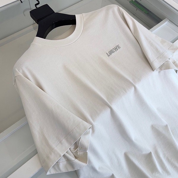 ロエベ コピー ロゴ エンブロイダリークルーネック Tシャツ 2色 lok24536